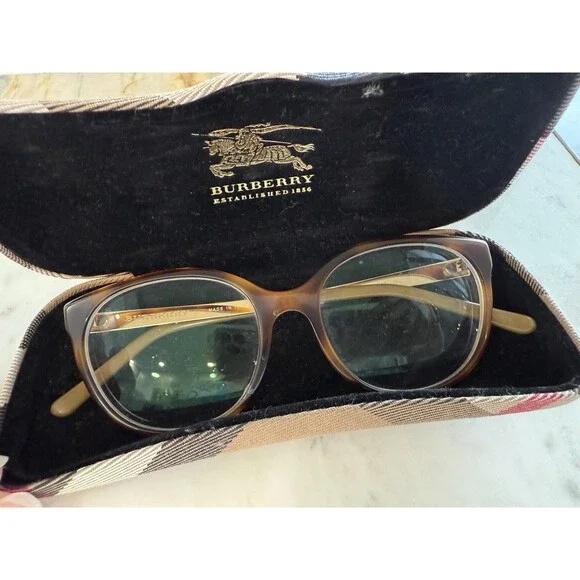 BURBERRY B 2142 3316 51-17 140 Havana With A Case Authentic Hard To Find - Picture 6 of 14